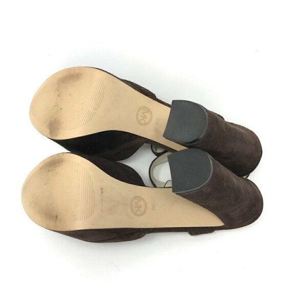 Michael Kors Platform Heels Shoes Brown Leather 9 - Picture 6 of 8